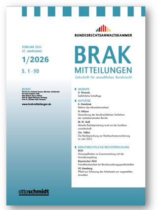 Titelblatt der Fachzeitschrift "BRAK-Mitteilungen" Heft 1/2026